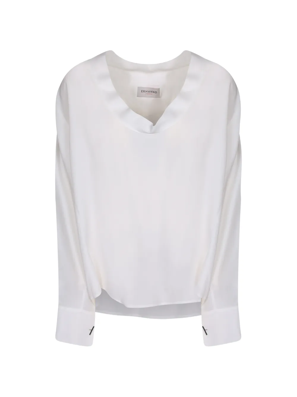 ERMANNO FIRENZE pearl-embellished V-neck blouse - Bianco