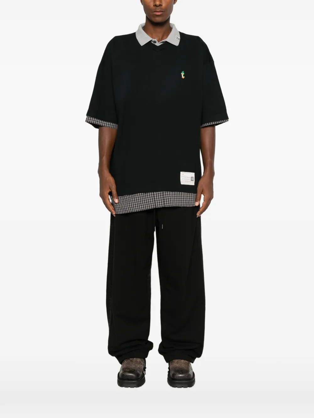 Maison MIHARA YASUHIRO Gelaagd T-shirt met logopatch Zwart