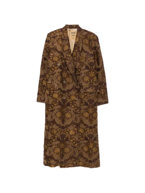 Uma Wang floral-jacquard double-breasted coat