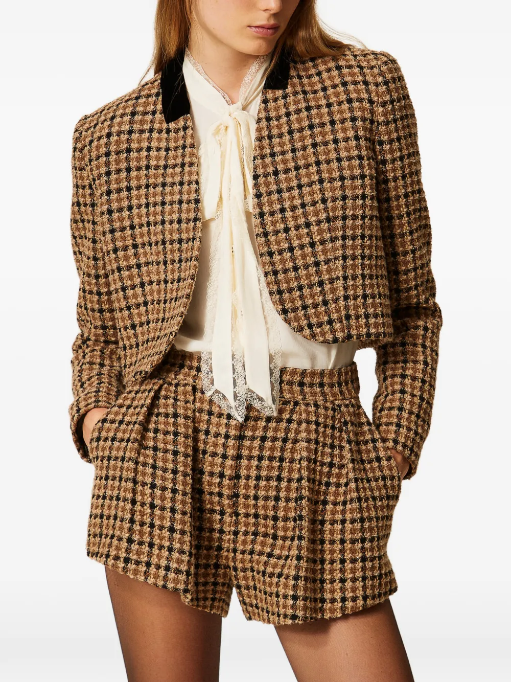 TWINSET check bouclé shorts Bruin