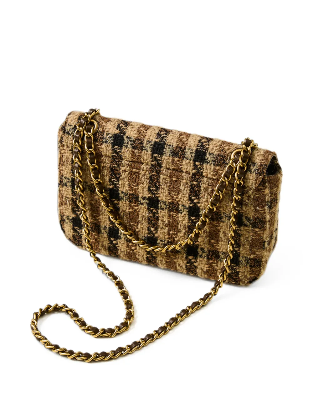 TWINSET Bouclé geruite schoudertas Bruin