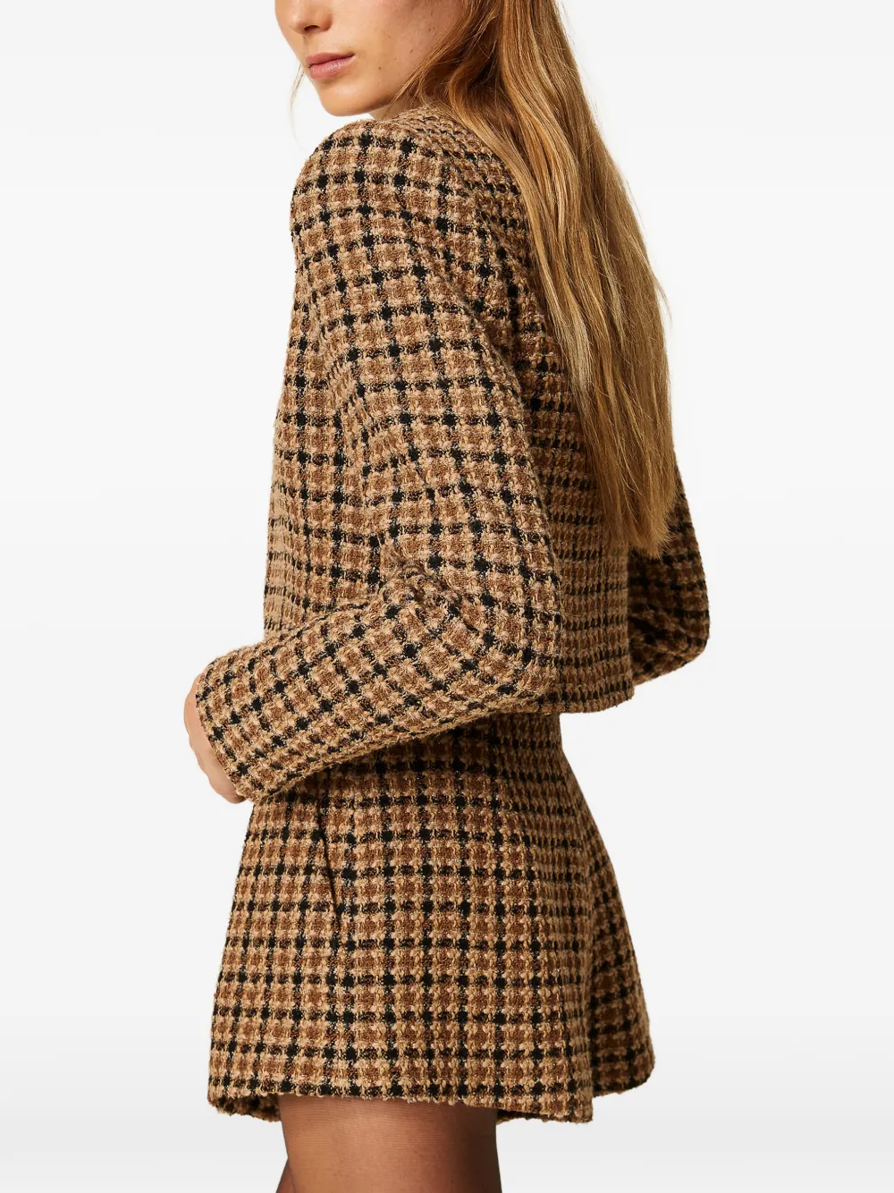 TWINSET Bouclé Spencer geruit jack Bruin