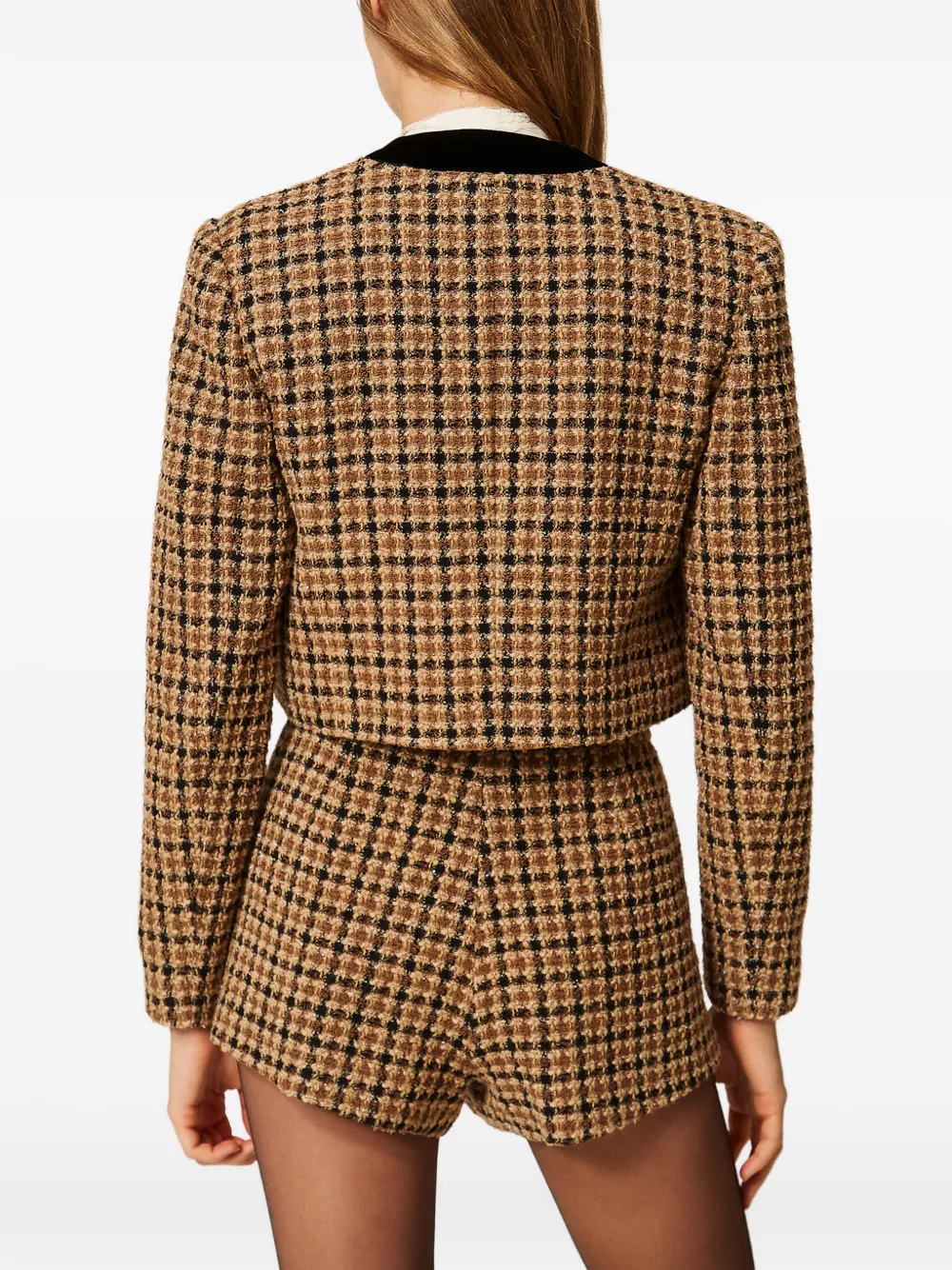 TWINSET Bouclé Spencer geruit jack Bruin