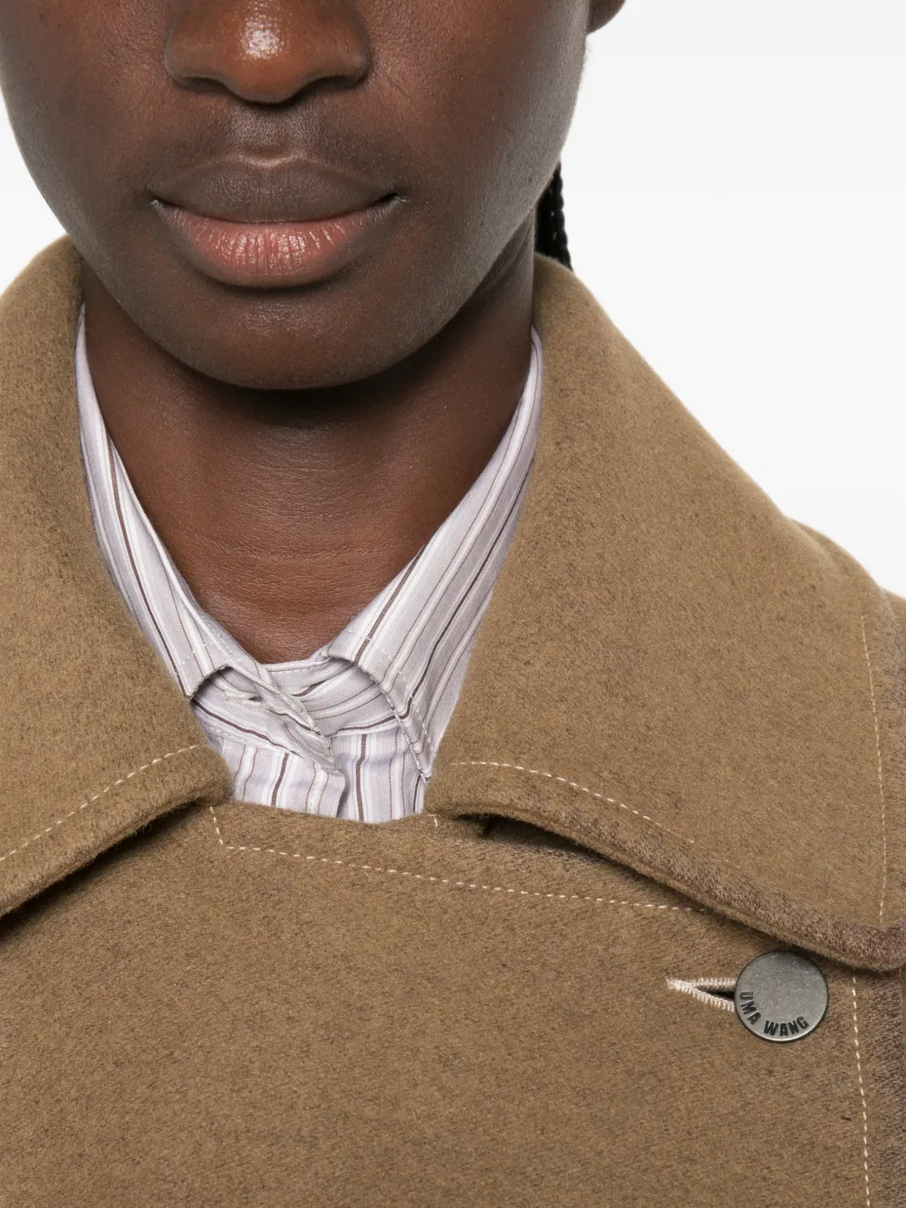 Uma Wang Oversized cape met asymmetrische zoom Bruin