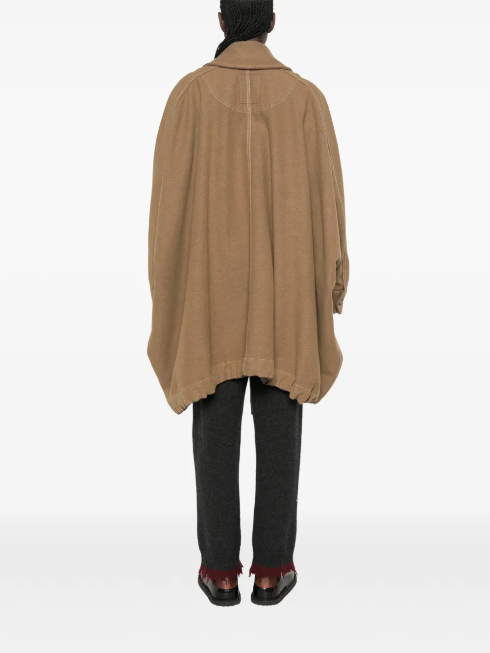 Uma Wang Oversized cape met asymmetrische zoom Bruin
