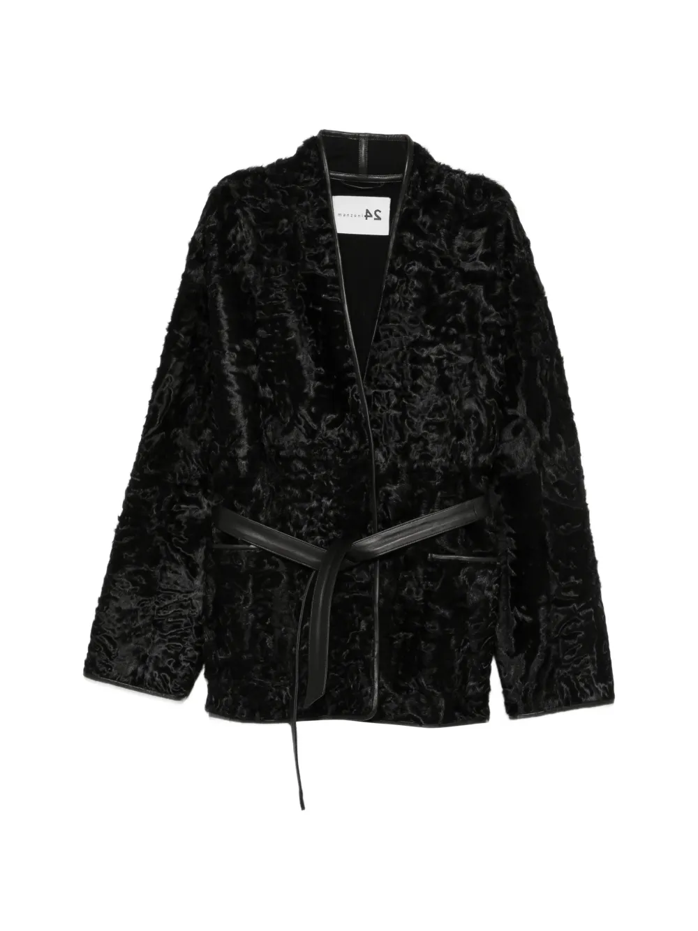 Manzoni 24 manteau ceinturé en fourrure d’agneau persan - Noir Manzoni 24 manteau ceinturé en fourrure d’agneau persan - Noir