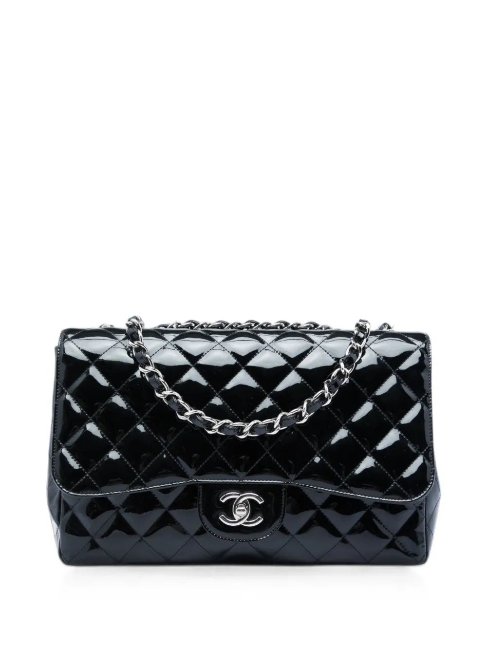 CHANEL Pre-Owned 2009-2010 Jumbo Classic Patent Single Flap shoulder bag - Nero