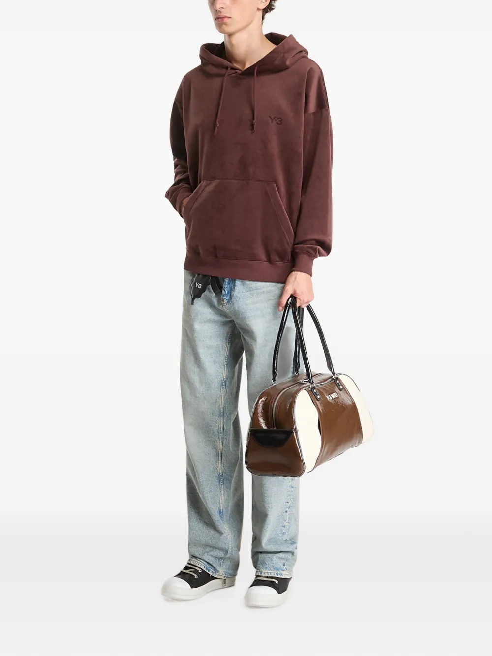 Y-3 Fluwelen ribfluwelen hoodie Bruin