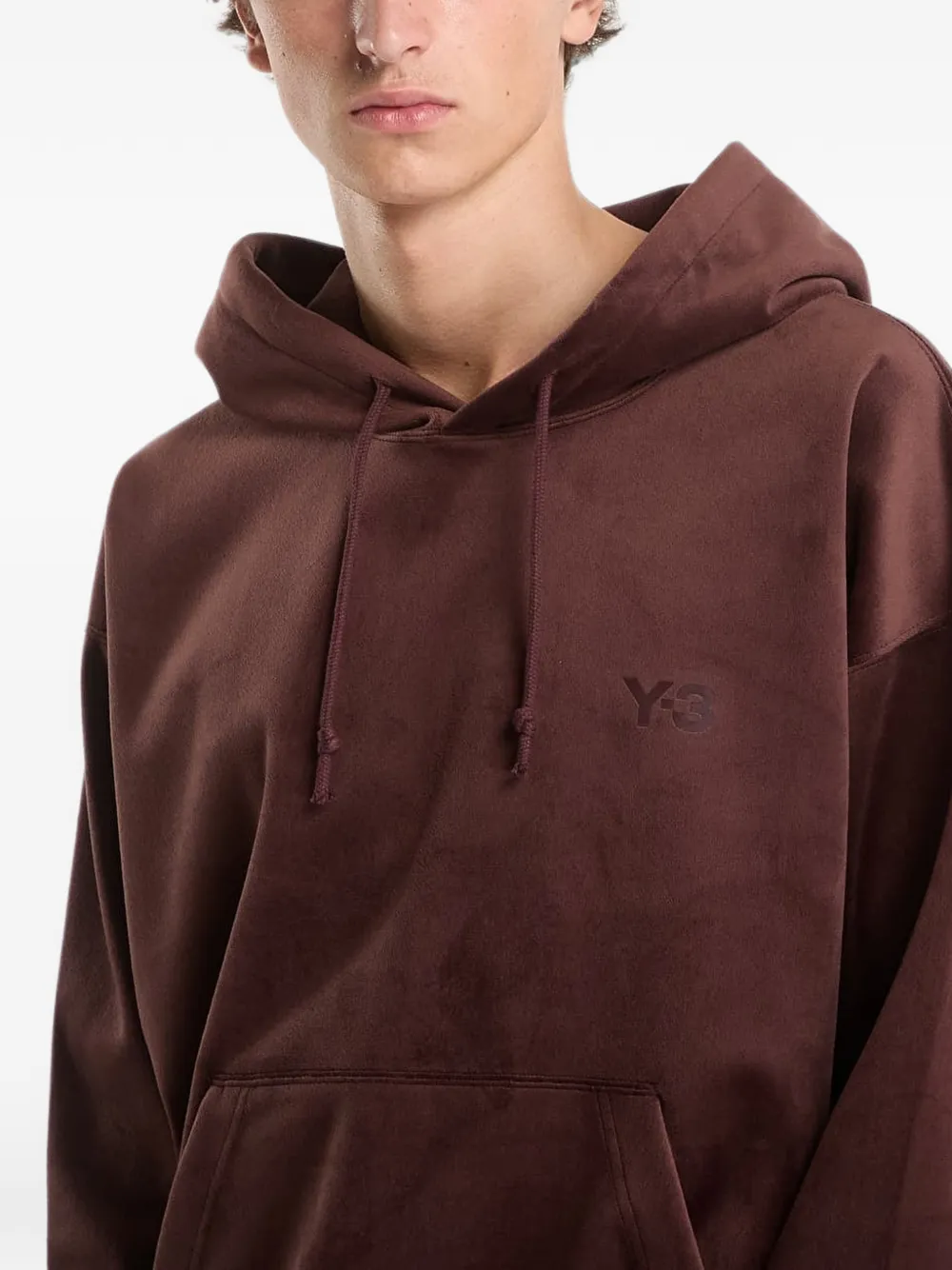 Y-3 Fluwelen ribfluwelen hoodie Bruin