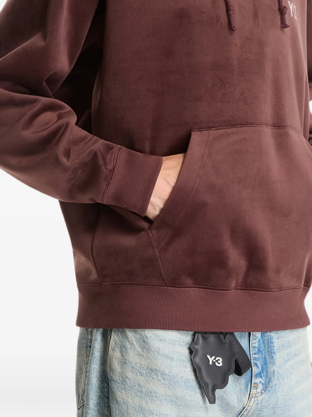 Y-3 Fluwelen ribfluwelen hoodie Bruin