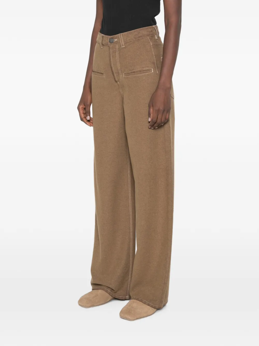 Uma Wang Broek met wijde pijpen Bruin