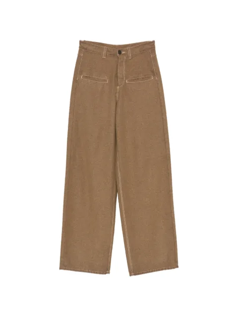 Uma Wang contrast-stitch wide-leg trousers
