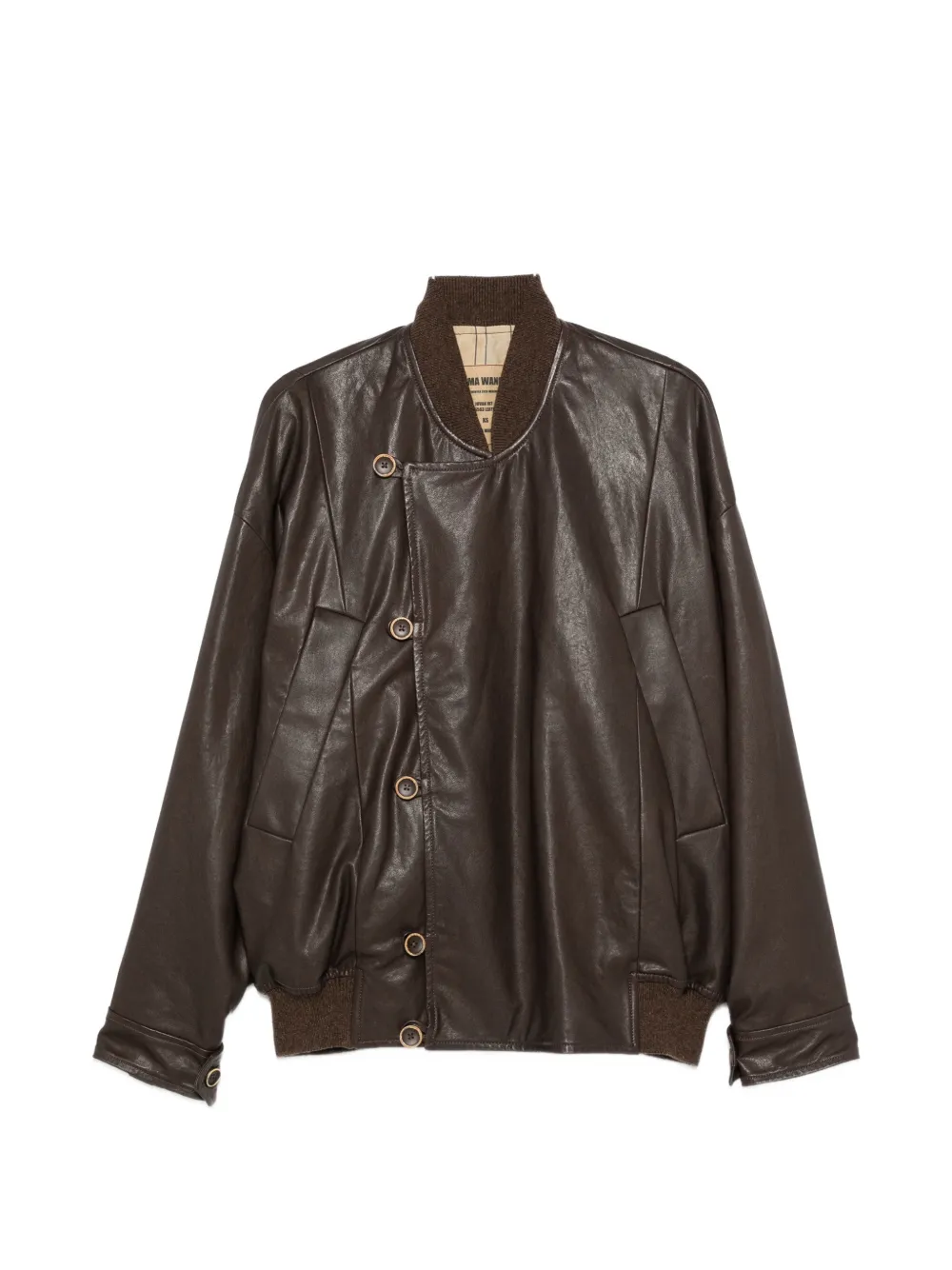 Uma Wang asymmetric leather jacket - Braun