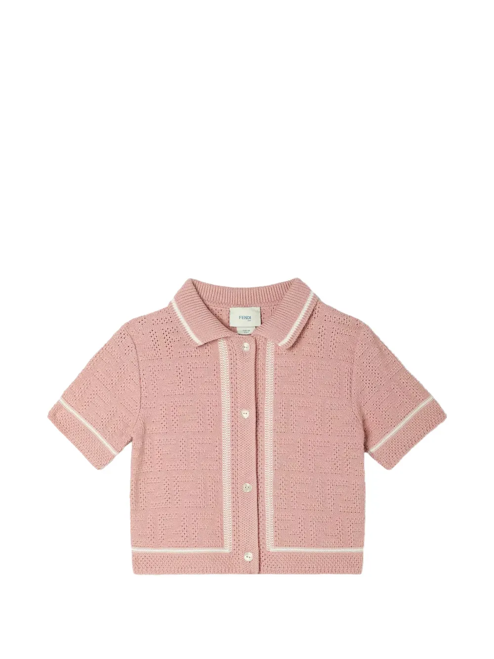 Fendi Kids FF-logo pointelle-knit cardigan - Rosa