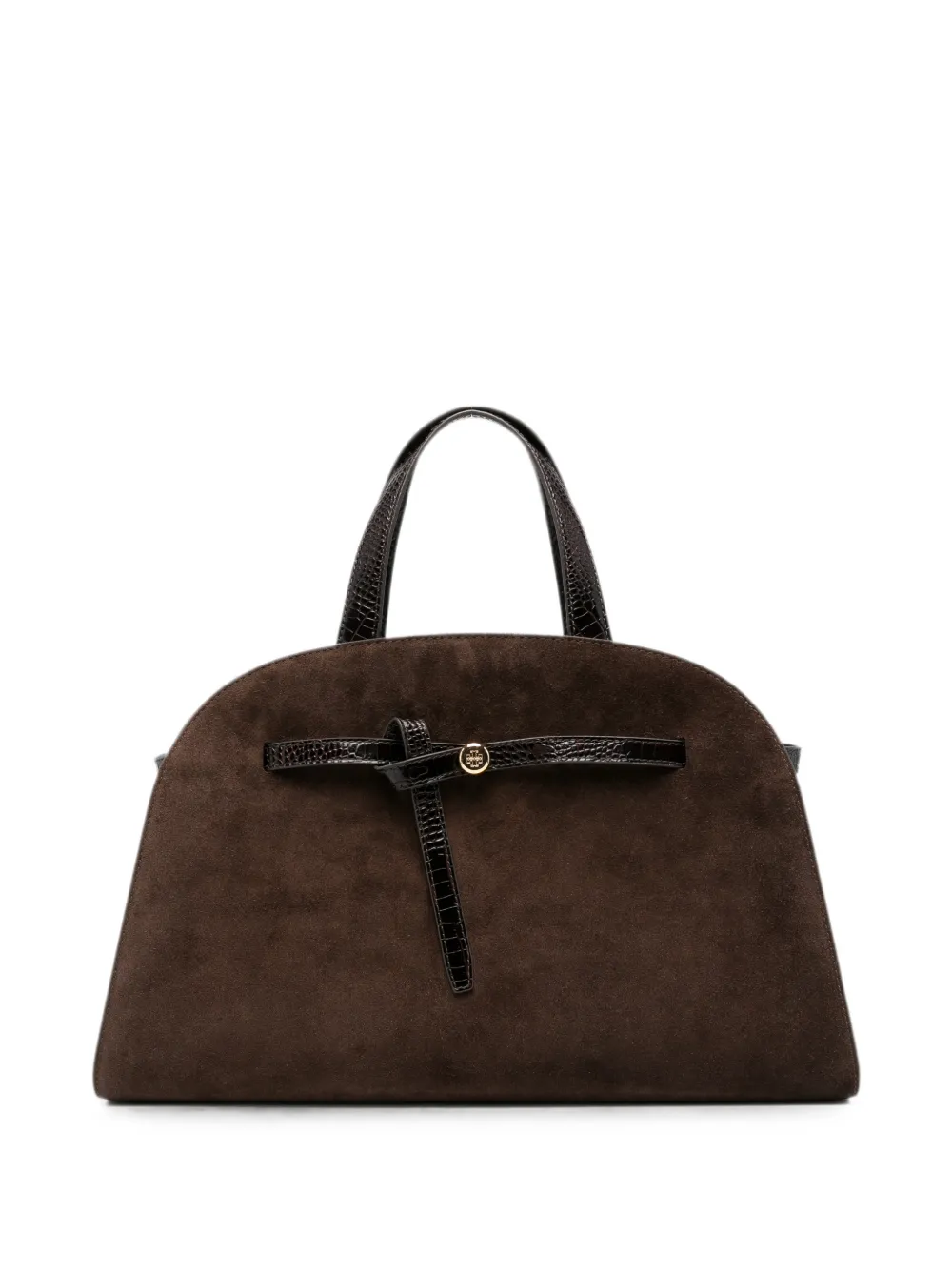 Tory Burch crocodile-effect panelled tote bag - Braun