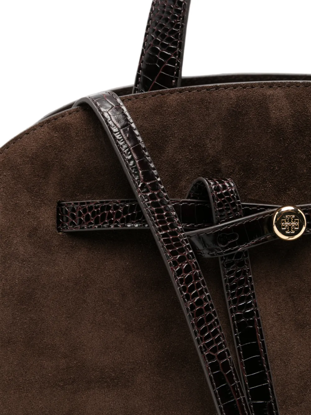 Tory Burch Romy suède bauletto tas Bruin