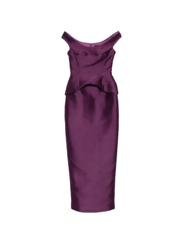 solace london cocktail dress The Pieta Maxi In Damson | Purple One shoulder Material:Engineered Wood, Metal Buckle Concert Outfit Dress To Midweight crepe fabric