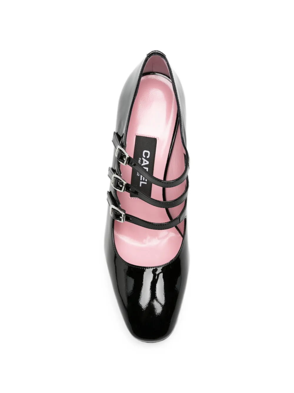 Carel Paris Keel triple-strap patent pumps Zwart