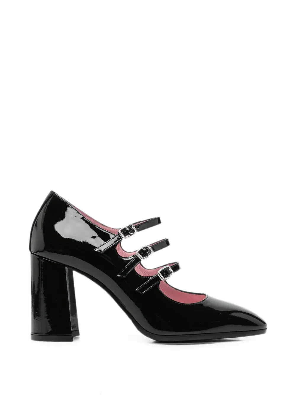 Carel Paris Keel triple-strap patent pumps Zwart