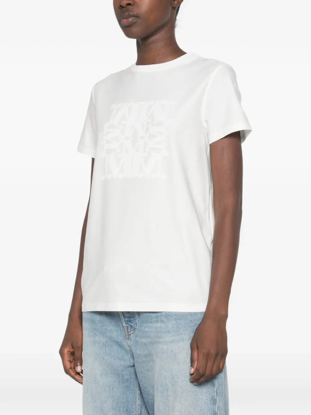 Max Mara Panfilo T-shirt met ronde hals en logoprint Wit