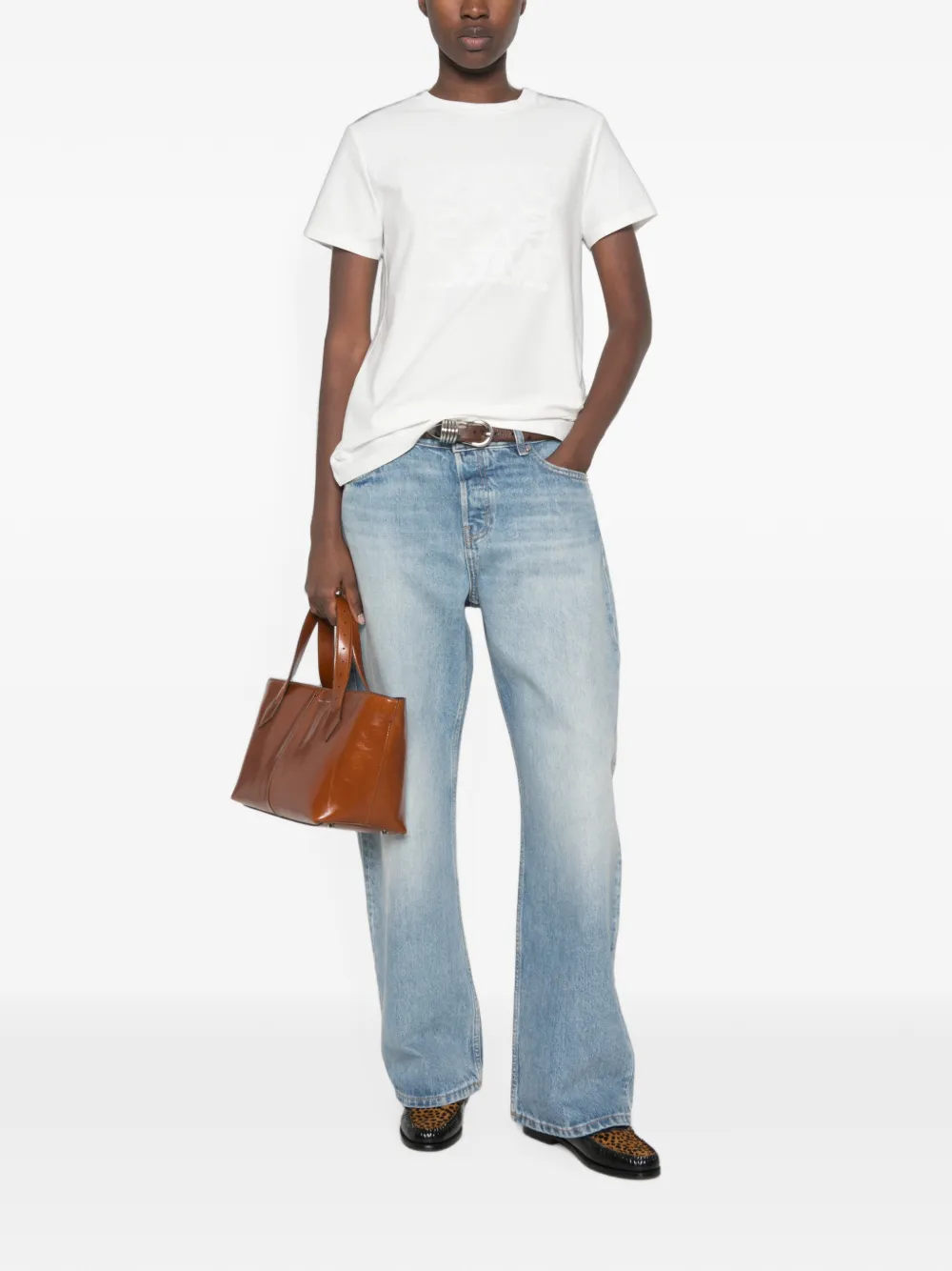 Max Mara Panfilo T-shirt met ronde hals en logoprint Wit