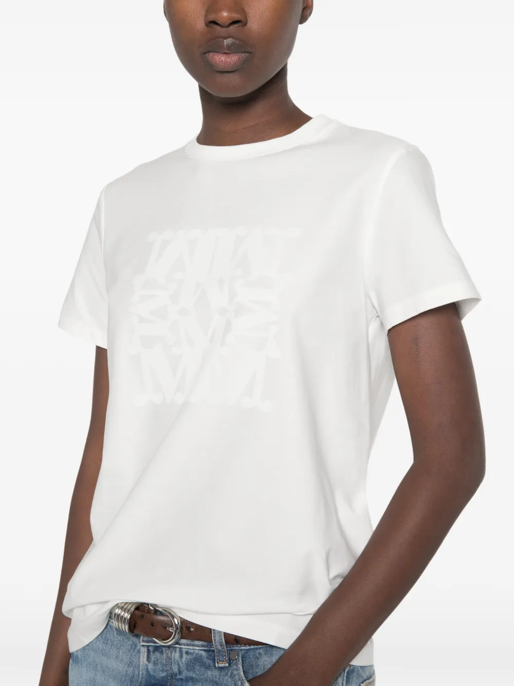 Max Mara Panfilo T-shirt met ronde hals en logoprint Wit