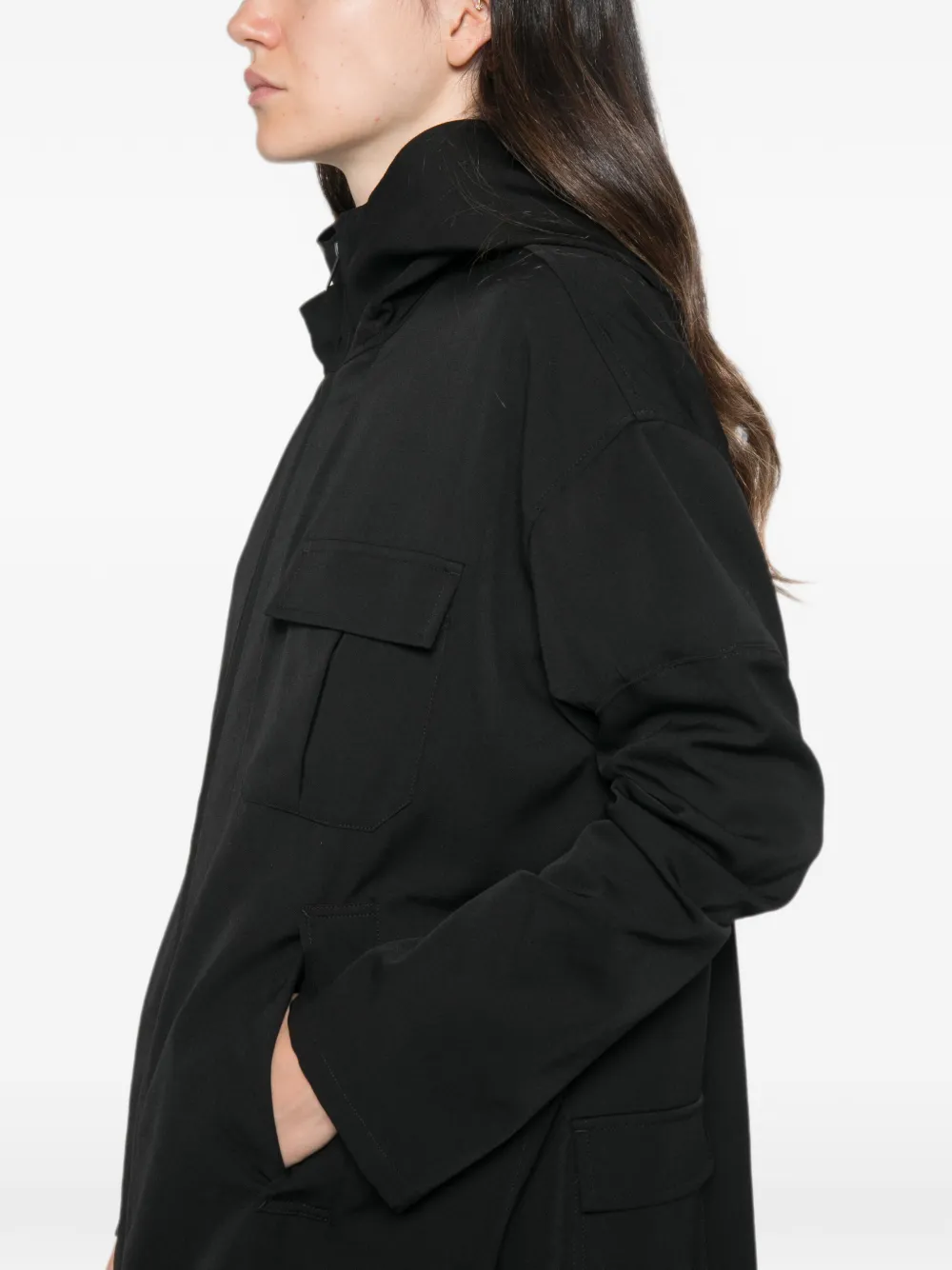 Yohji Yamamoto Jas met capuchon Zwart