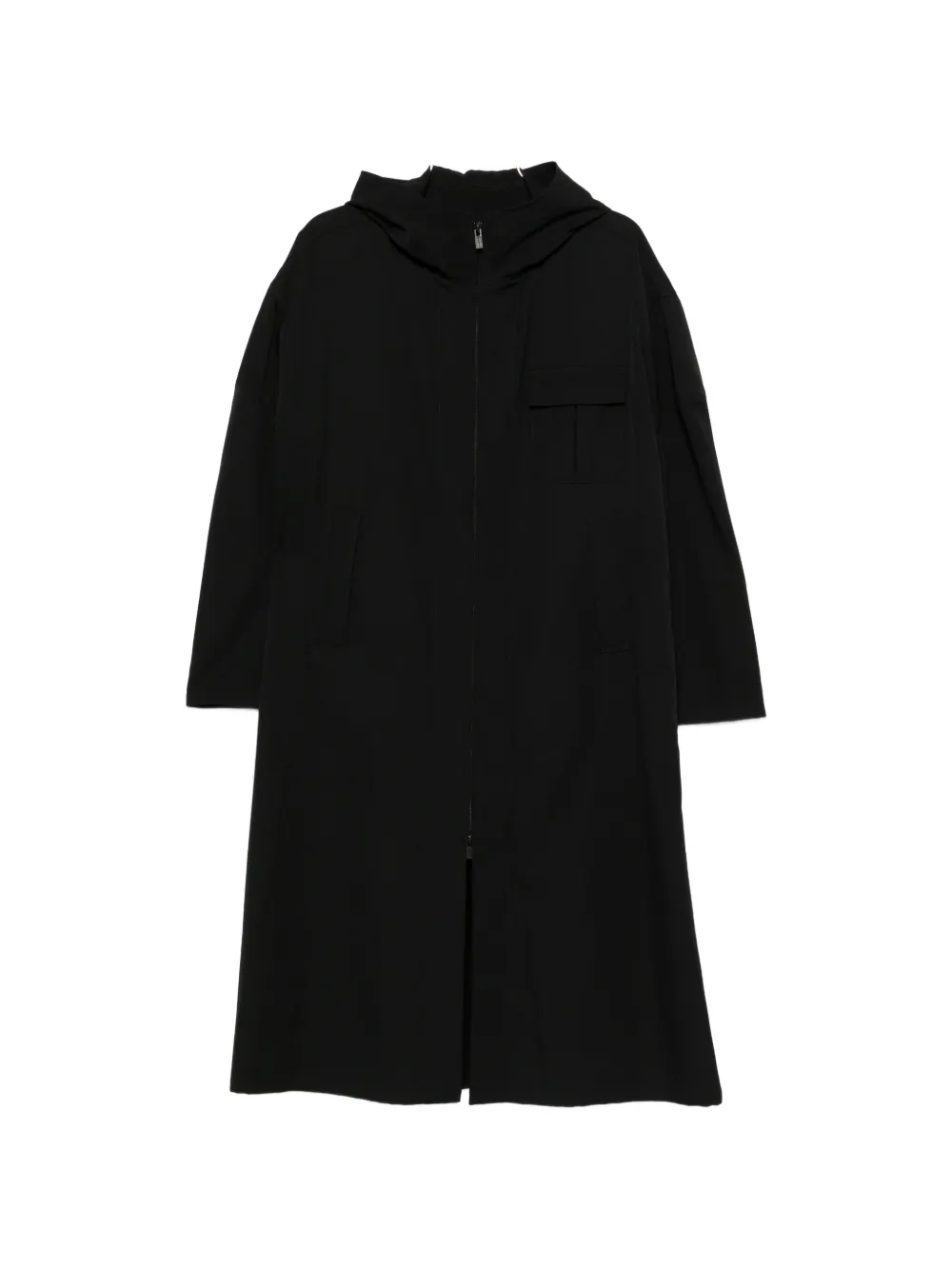 Yohji Yamamoto Longline Mantel mit Kapuze - Schwarz