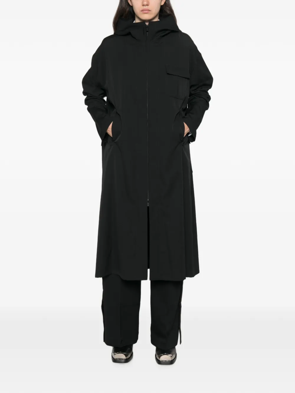 Yohji Yamamoto Jas met capuchon Zwart