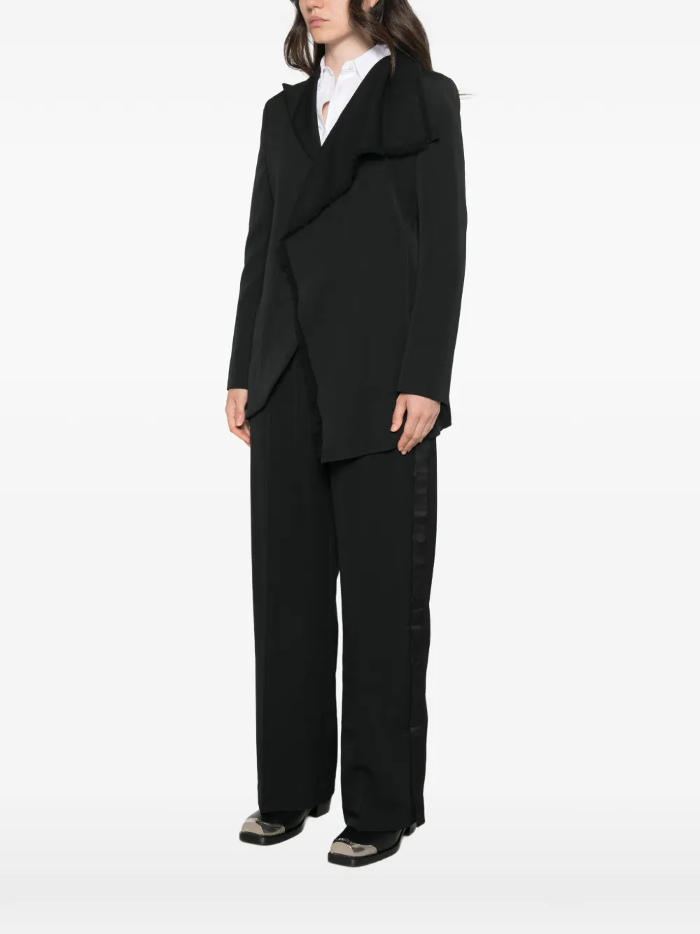 Yohji Yamamoto Asymmetrisch jack met franje Zwart