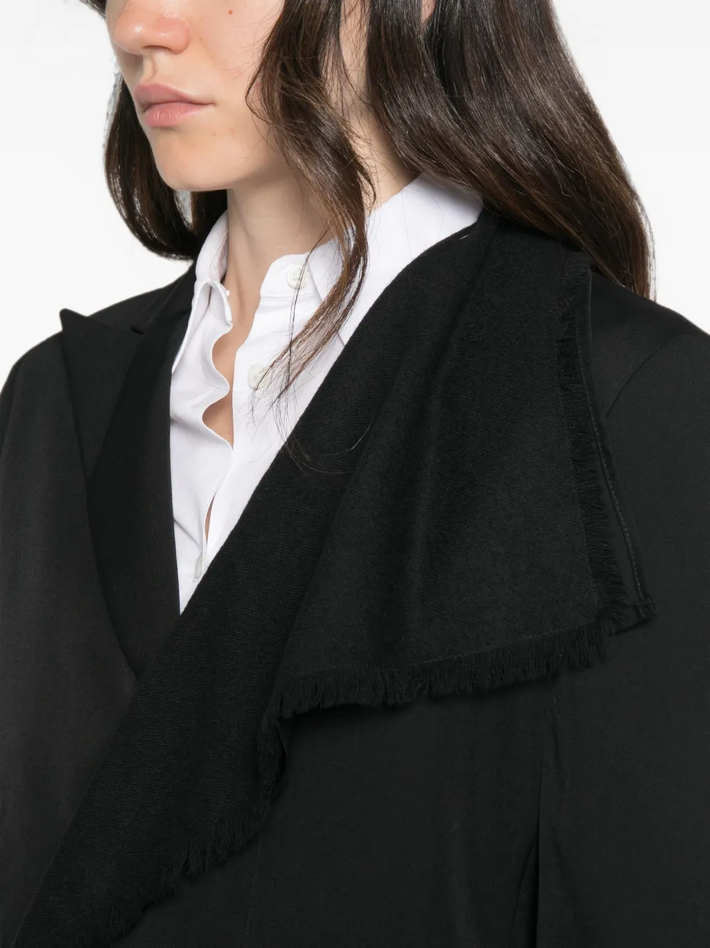 Yohji Yamamoto Asymmetrisch jack met franje Zwart