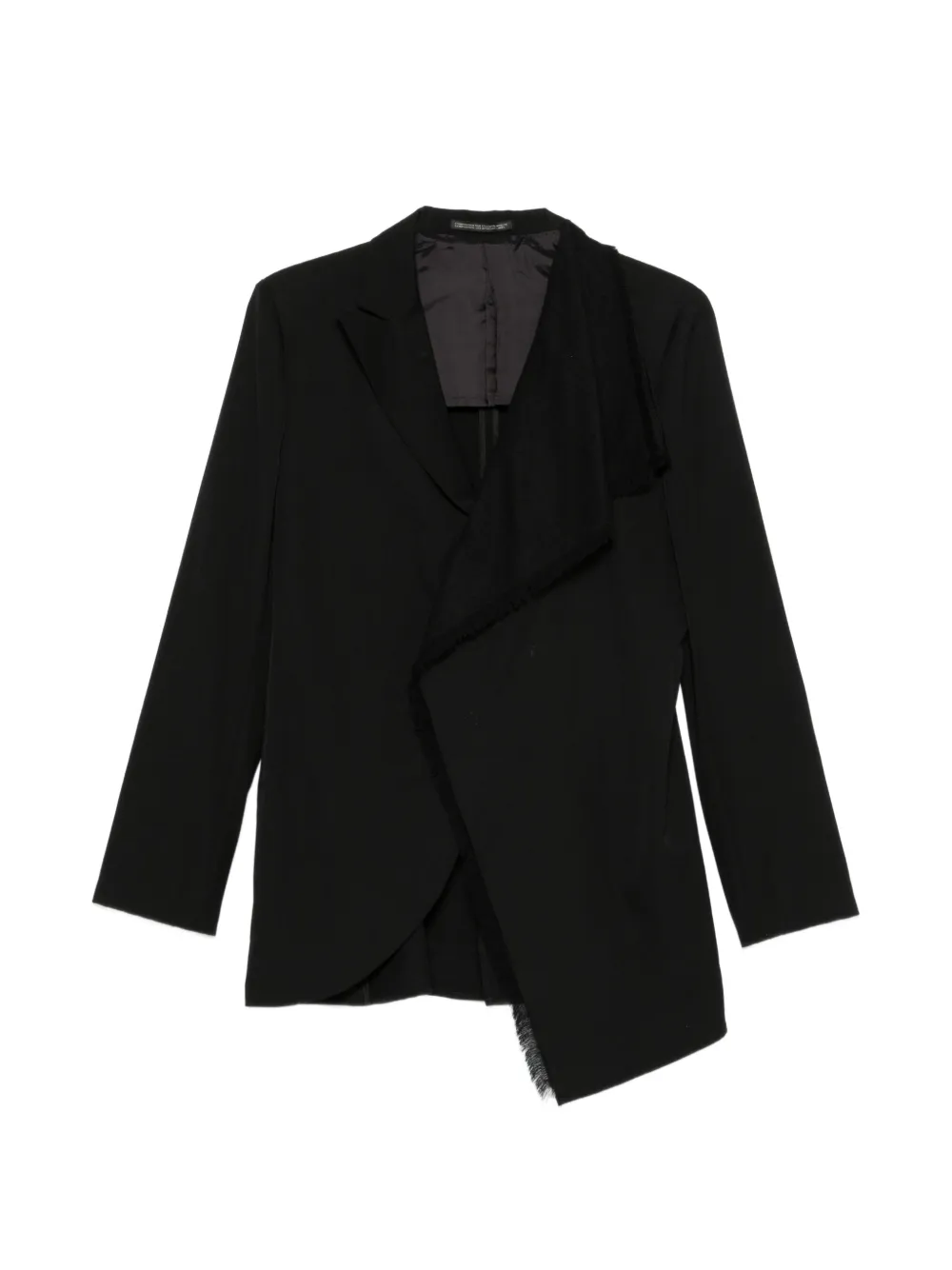 Yohji Yamamoto asymmetric frayed-edge jacket - Nero
