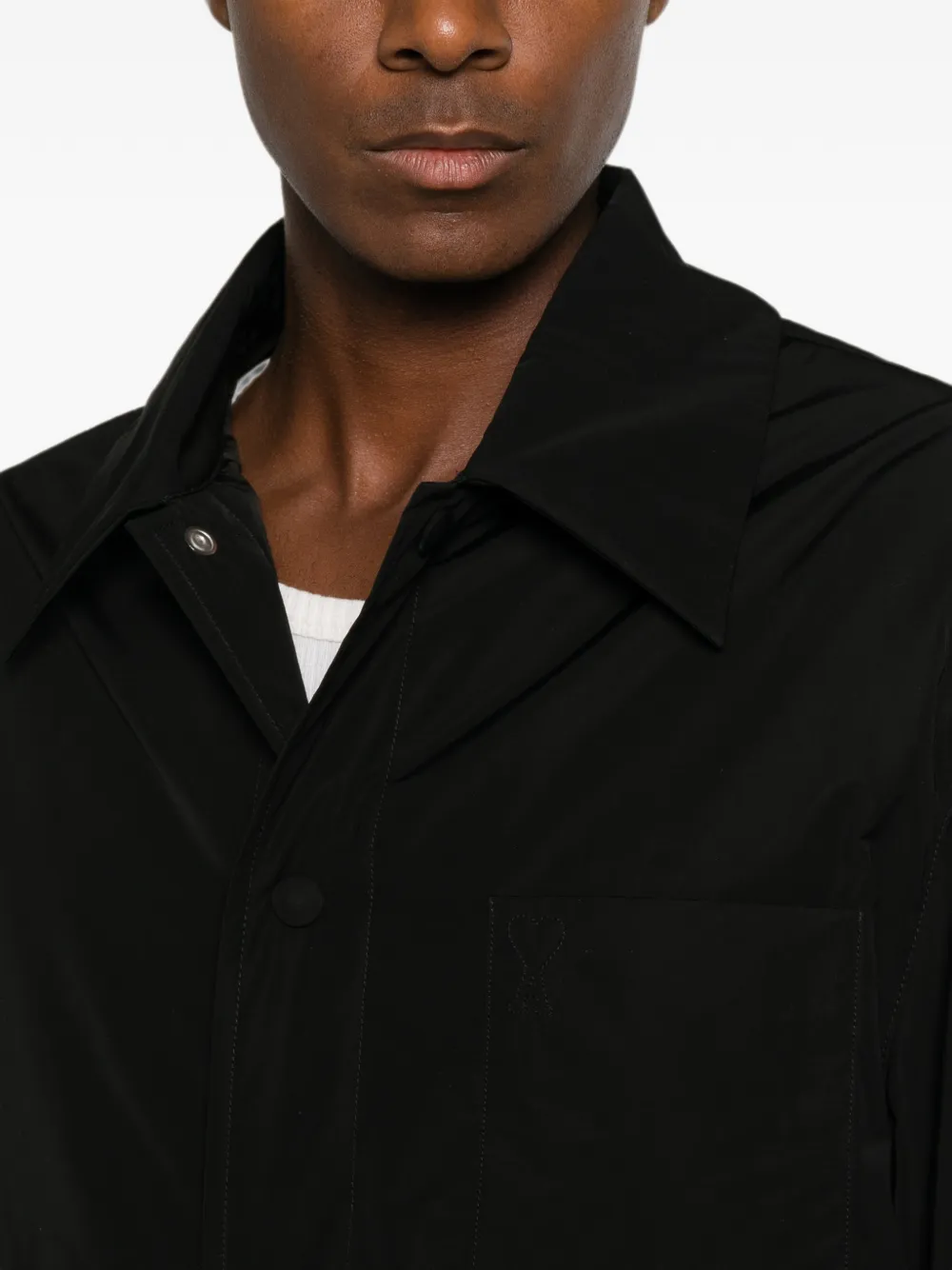AMI Paris Ami de Coeur gewatteerd shirtjack Zwart