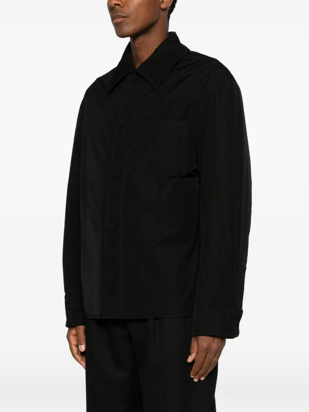 AMI Paris Ami de Coeur gewatteerd shirtjack Zwart