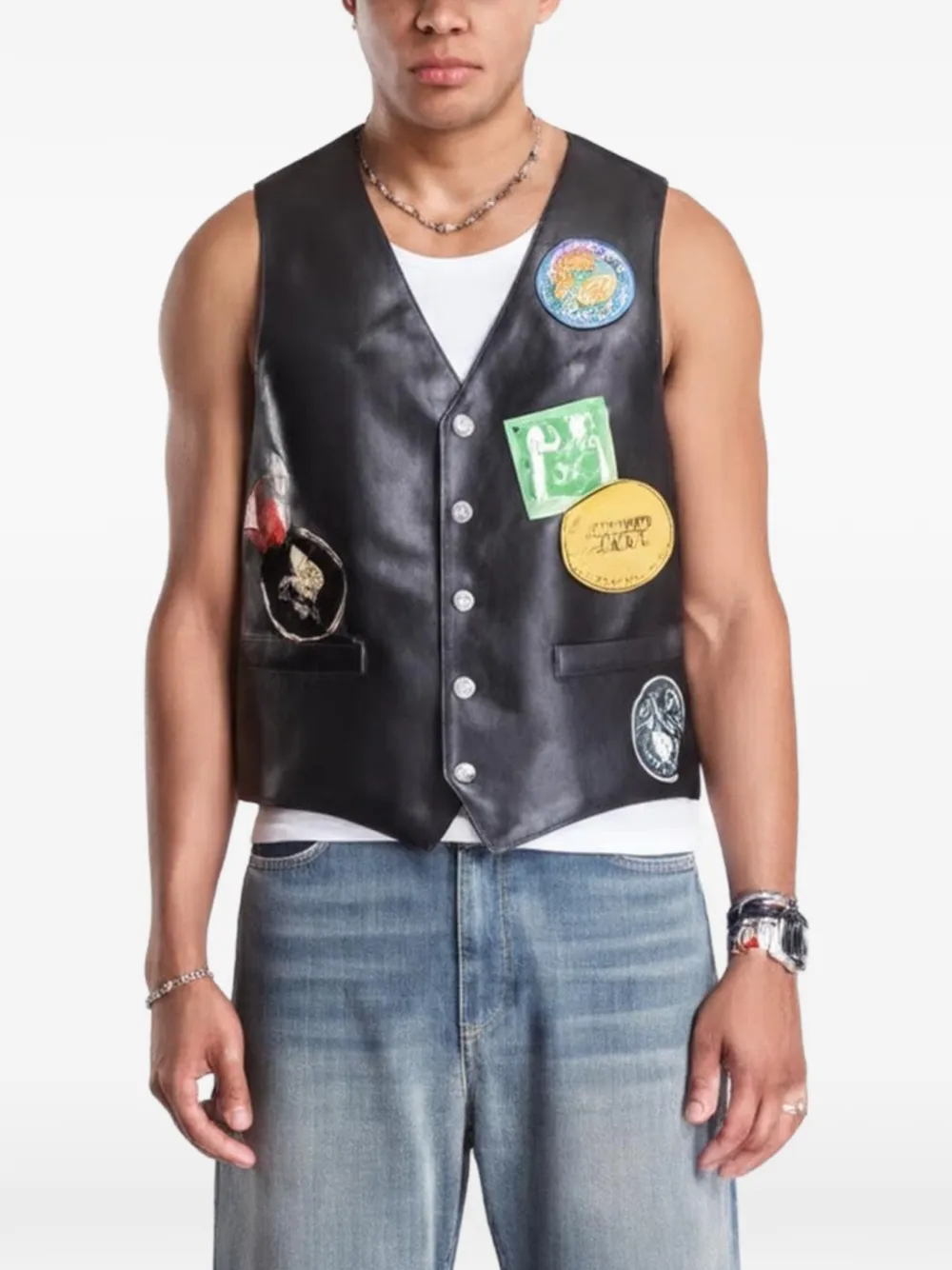 MM6 Maison Margiela sticker-patch gilet - Schwarz