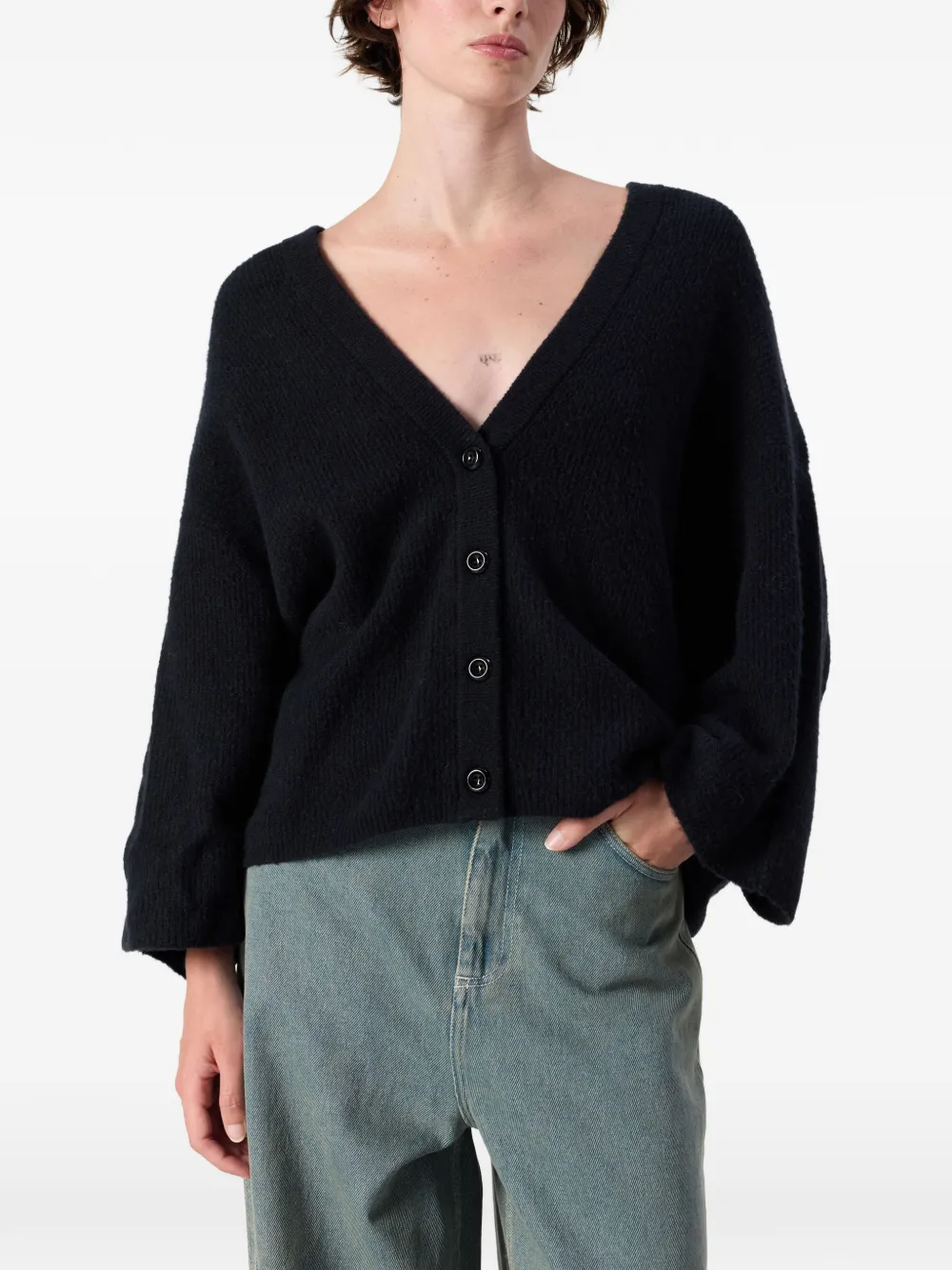 American Vintage Damsville vest met V-hals Zwart