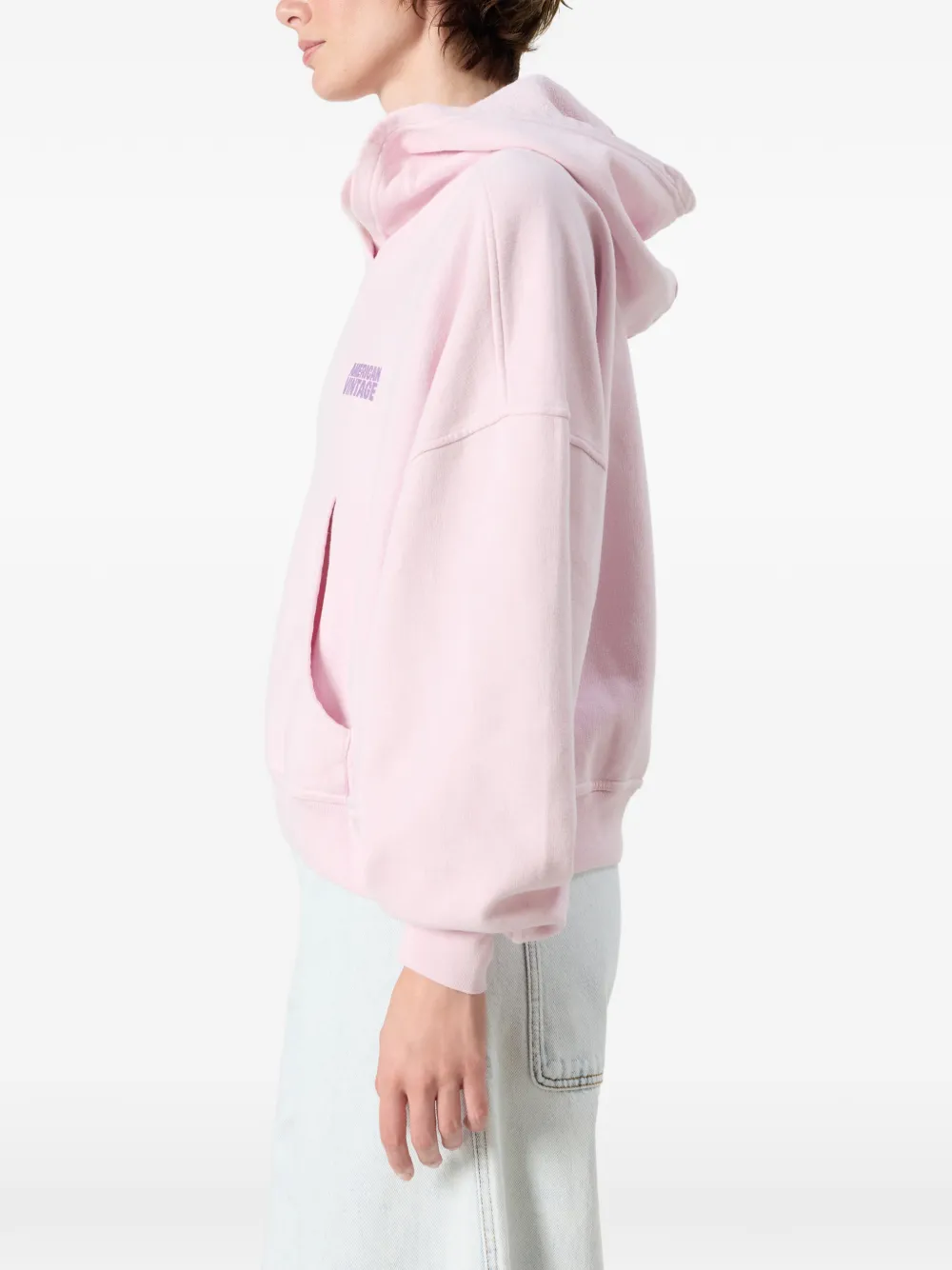 American Vintage Plizzy hoodie met logoprint Roze