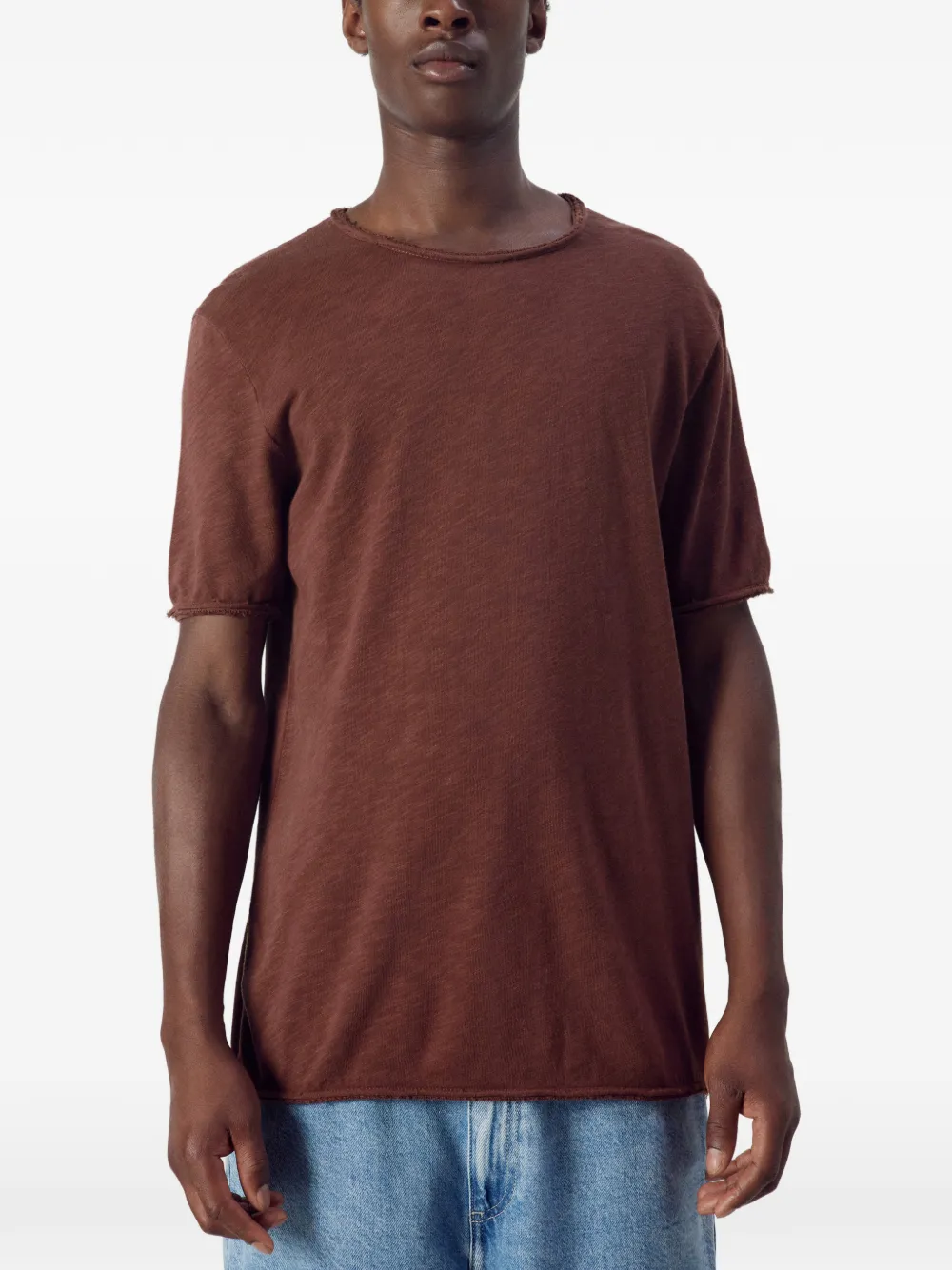 American Vintage Sonoma T-shirt met gerafelde rand Bruin