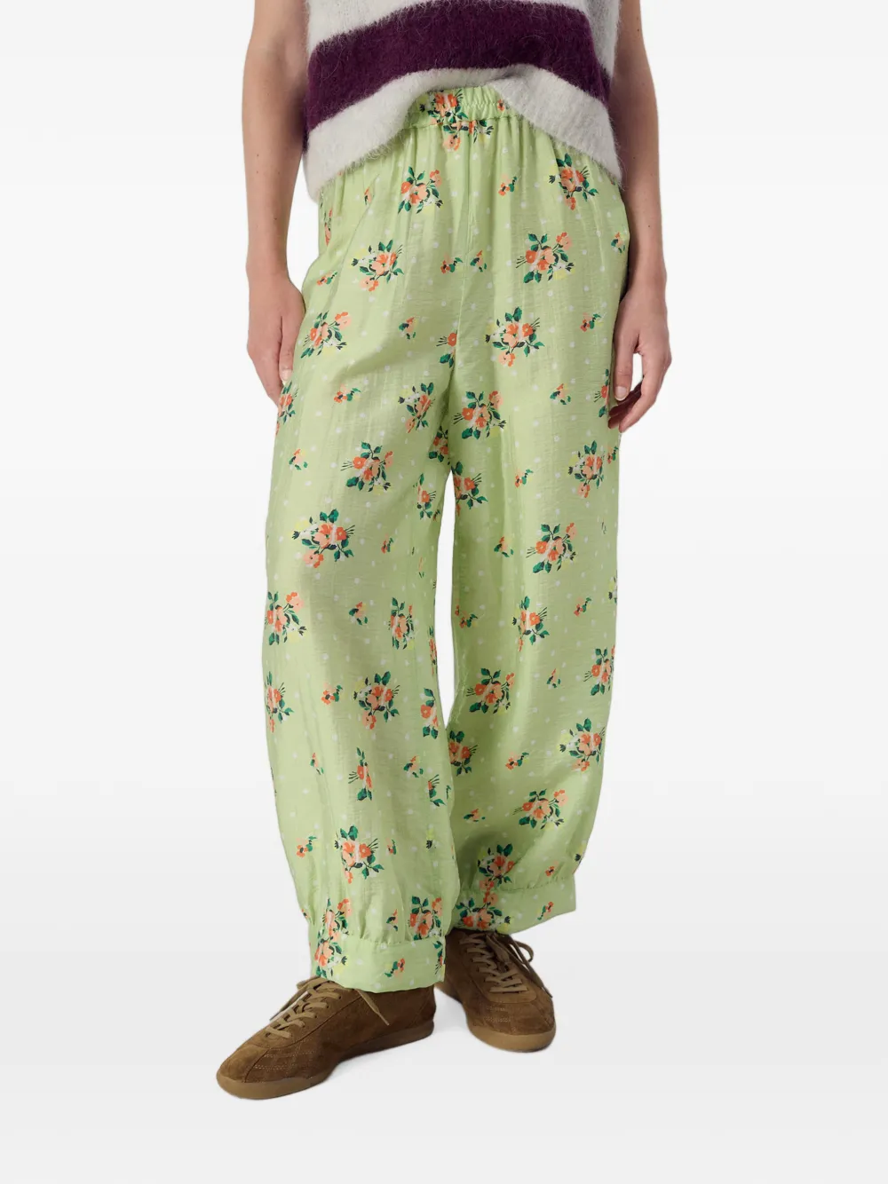 American Vintage Zivow broek met bloemen-print Groen