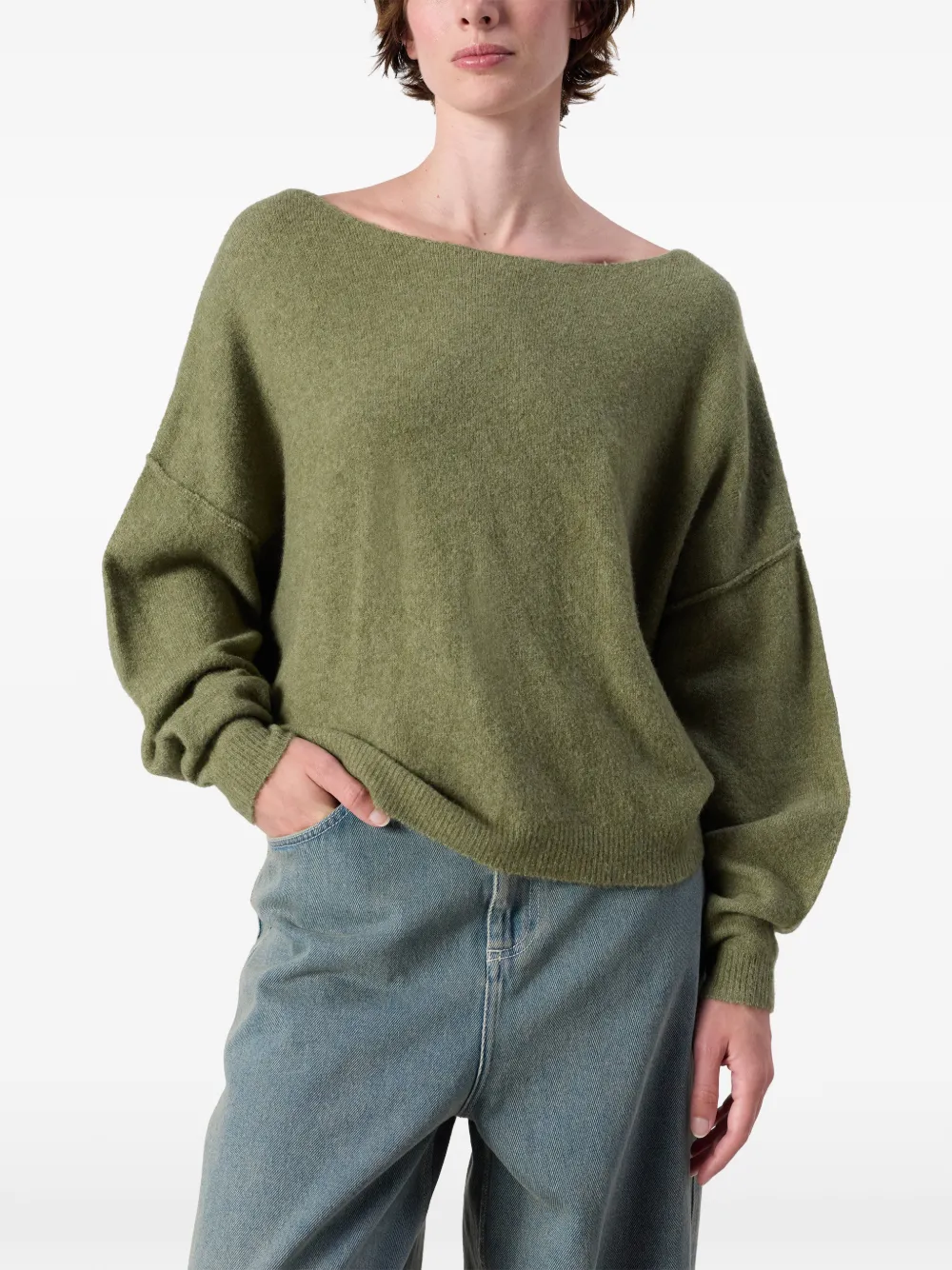 American Vintage Damsville trui met boothals Groen