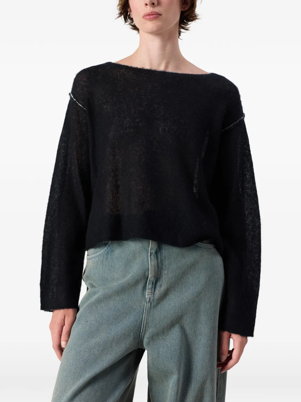 American Vintage Bodyrow trui met boothals Zwart