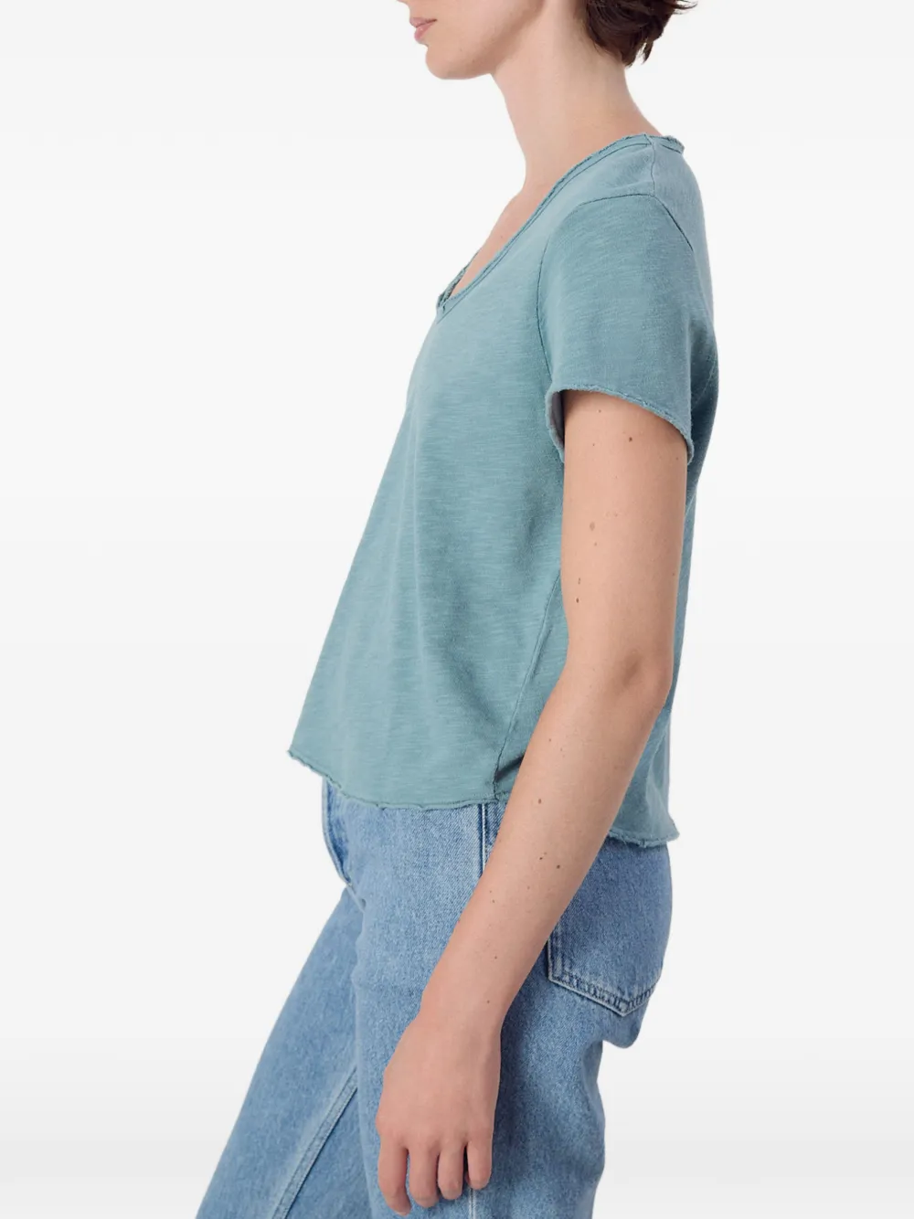 American Vintage Sonoma T-shirt met V-hals Blauw