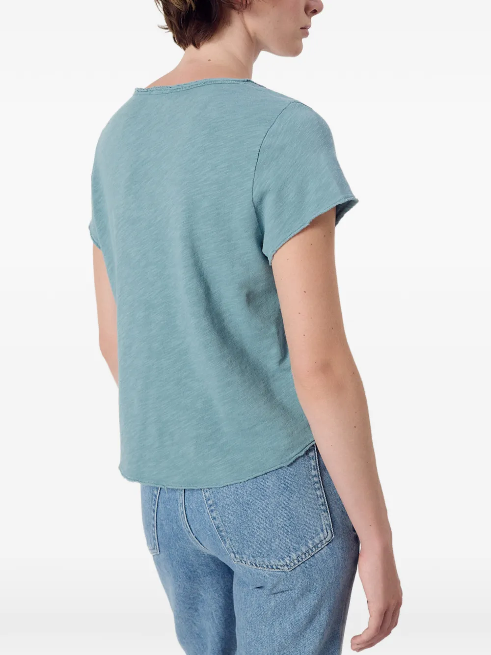 American Vintage Sonoma T-shirt met V-hals Blauw