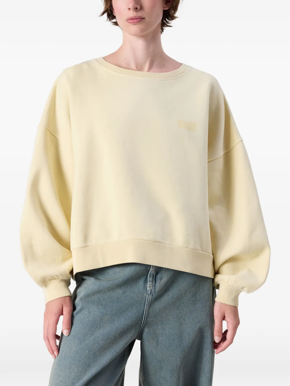 American Vintage Jitbay sweater met katoenen print Beige