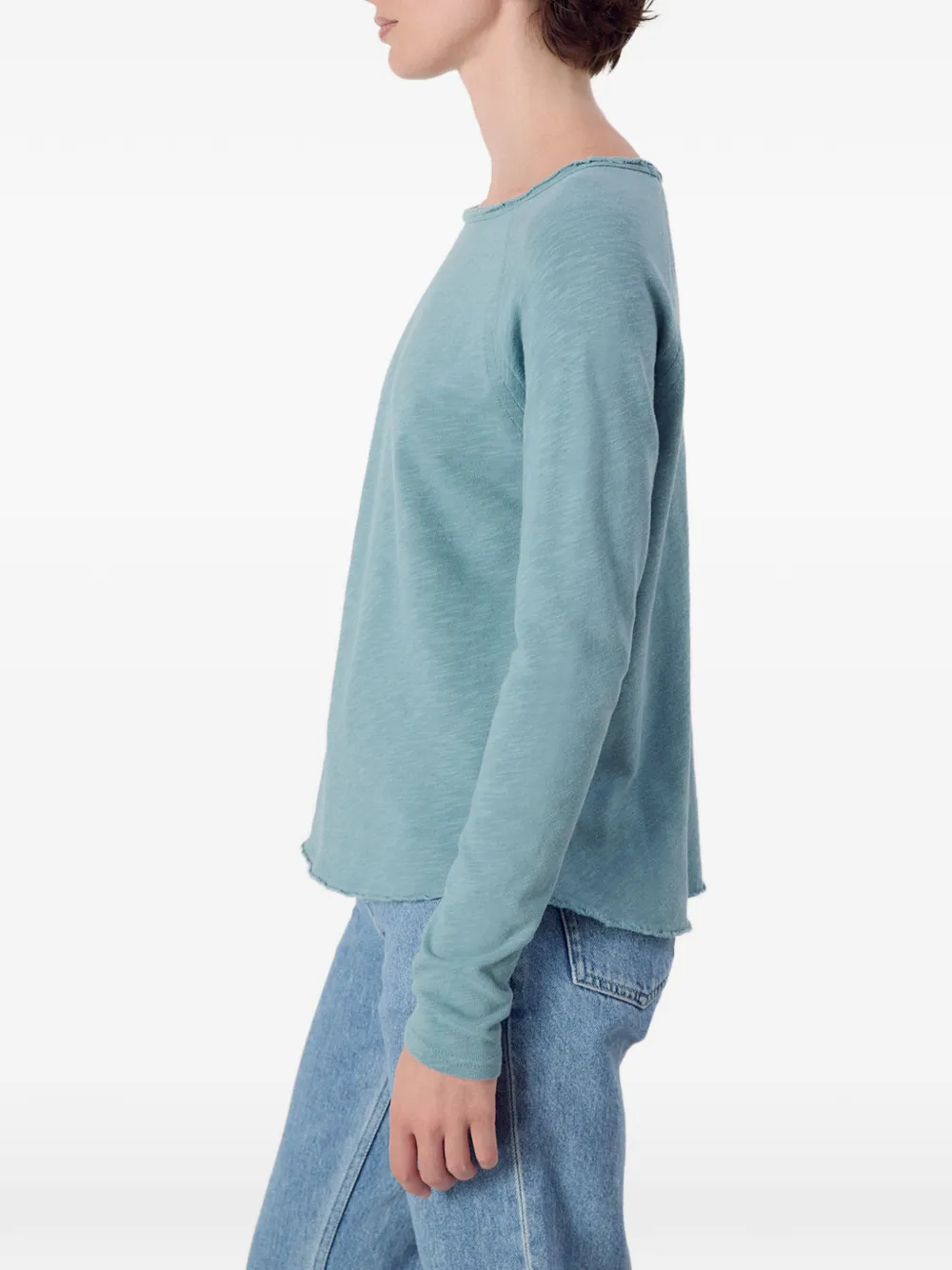 American Vintage Sonoma T-shirt met boothals en lange mouwen Blauw