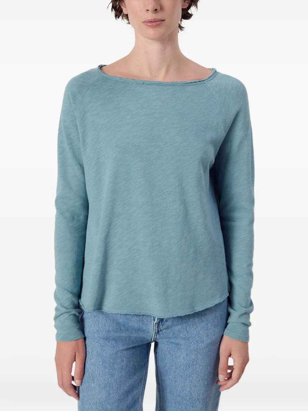 American Vintage Sonoma T-shirt met boothals en lange mouwen Blauw