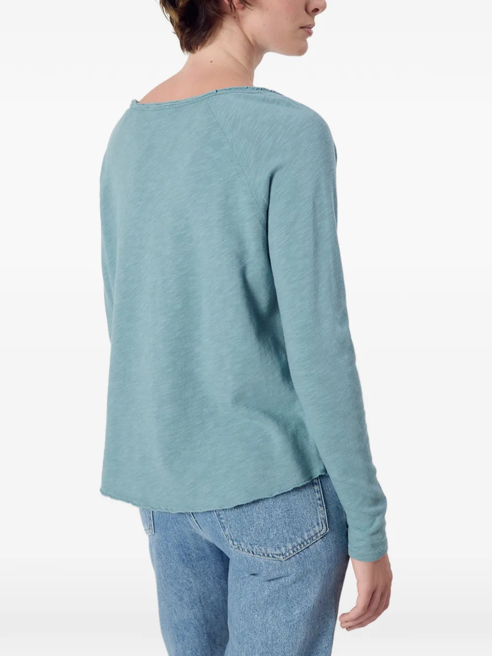American Vintage Sonoma T-shirt met boothals en lange mouwen Blauw