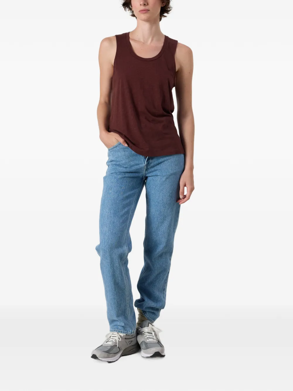 American Vintage Jacksonville tanktop met diepe ronde hals Paars