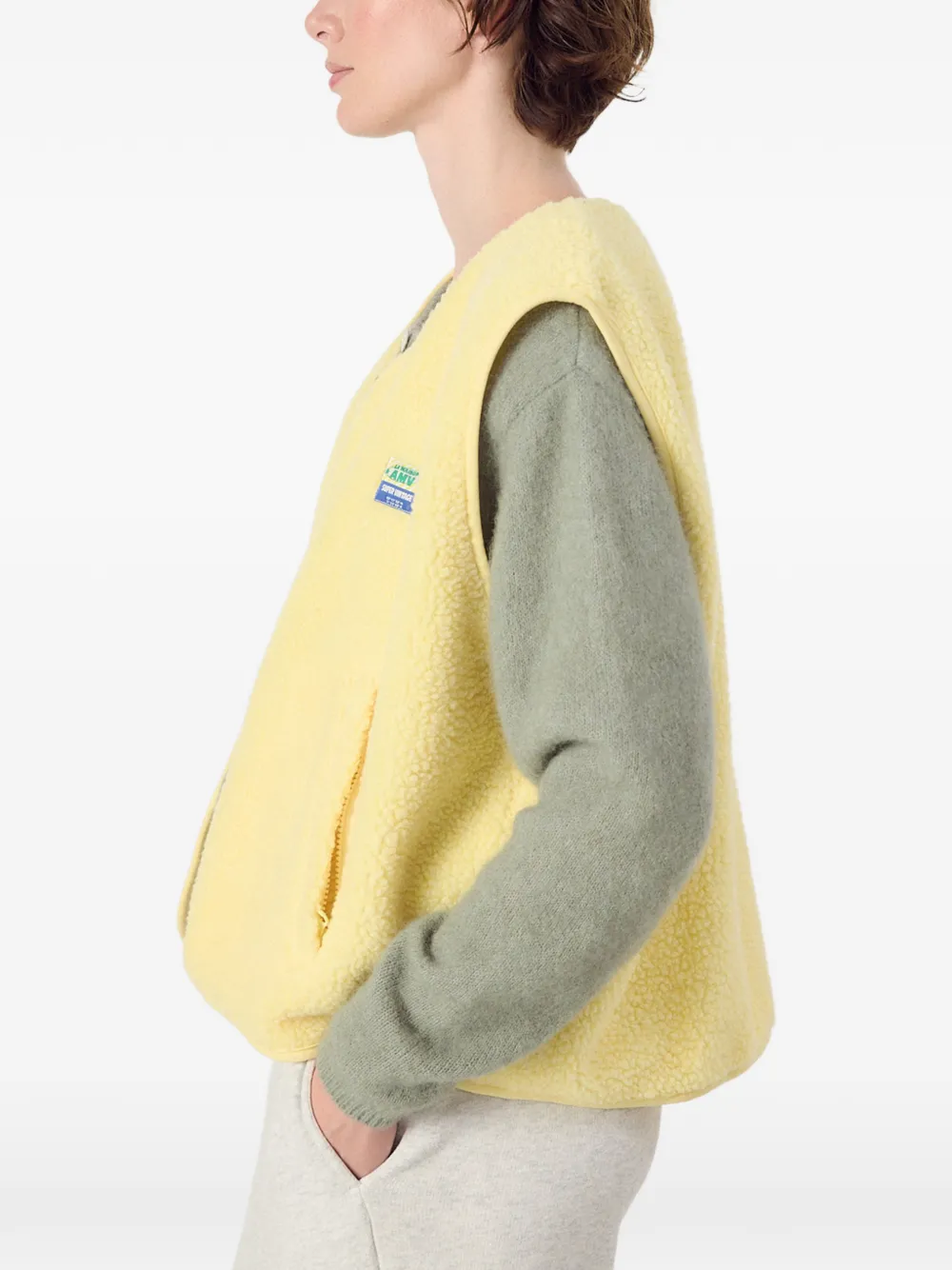 American Vintage Hoktown gilet van imitatielamswol Geel
