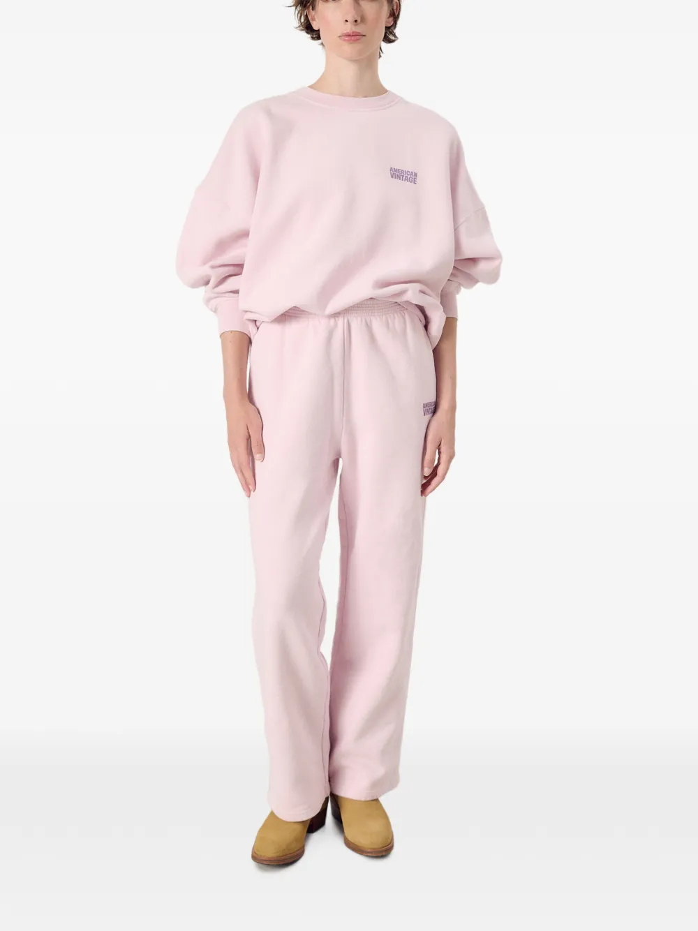 American Vintage Plizzy trainingsbroek met logo-patch Roze